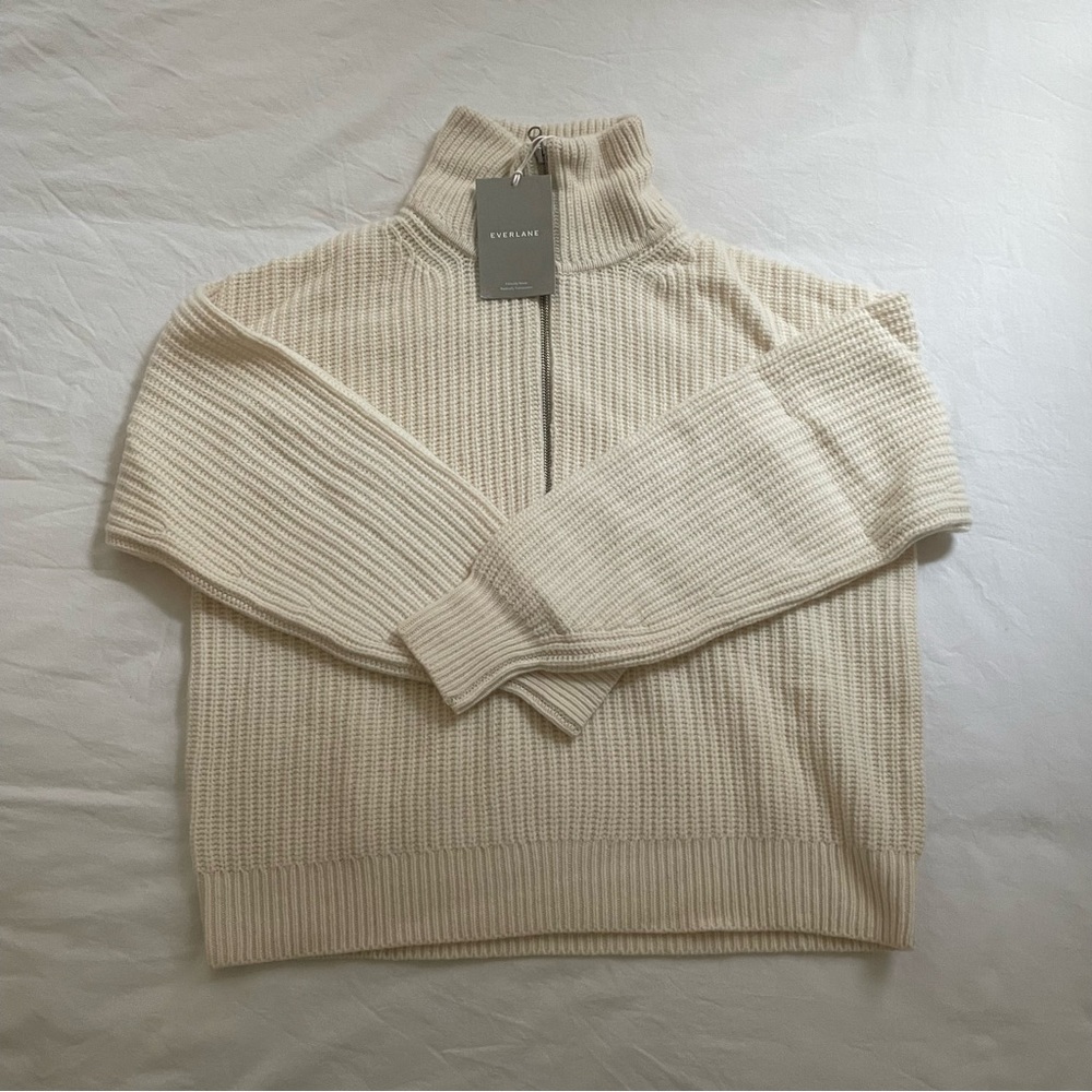 NWT Everlane The Felted Merino Half-Zip Sweater